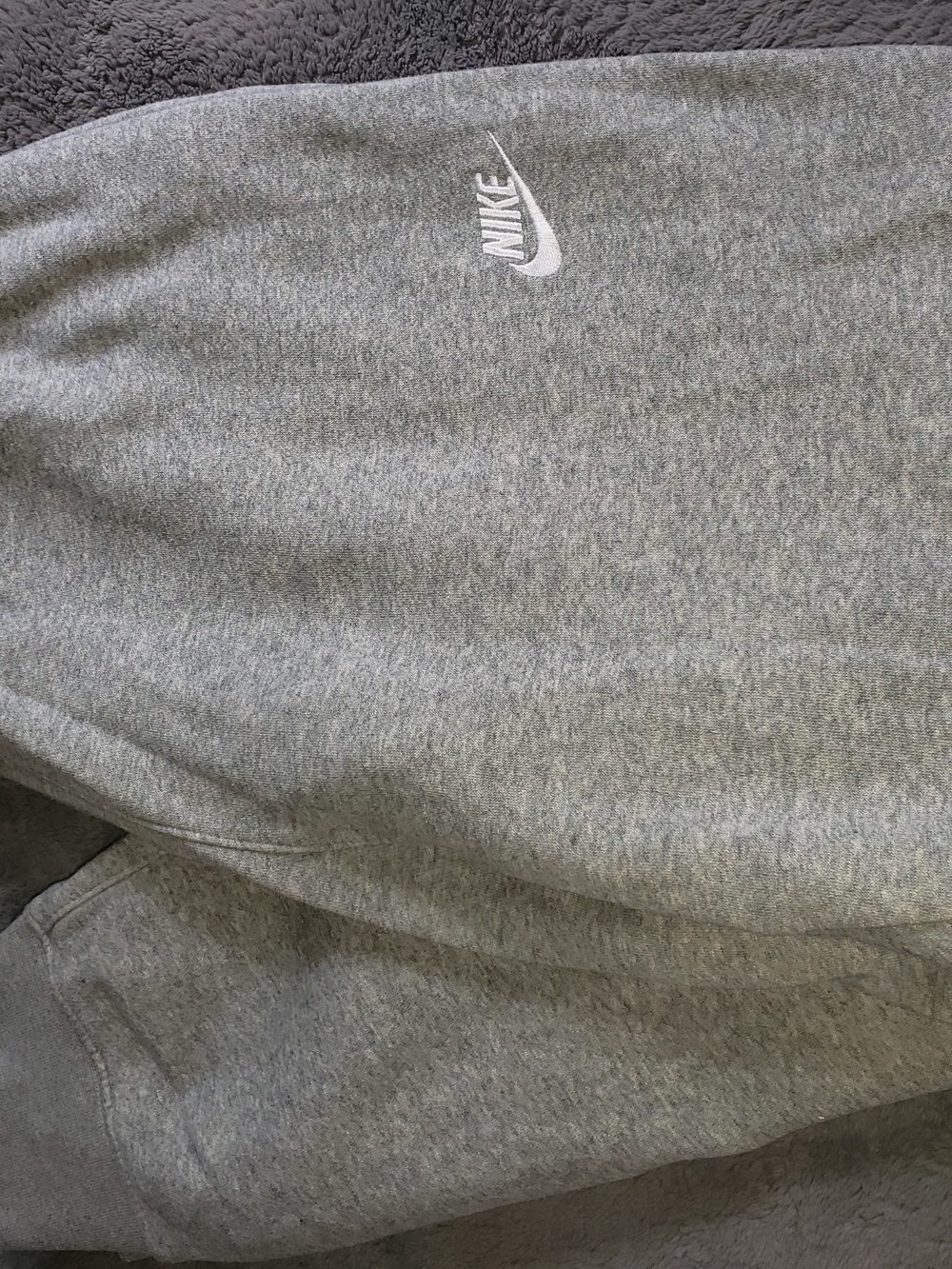 Nike Gray Track Joggers with White Swoosh Embroidery